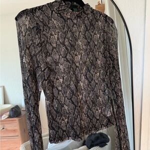Wild Fable Snakeskin Print Mesh Top